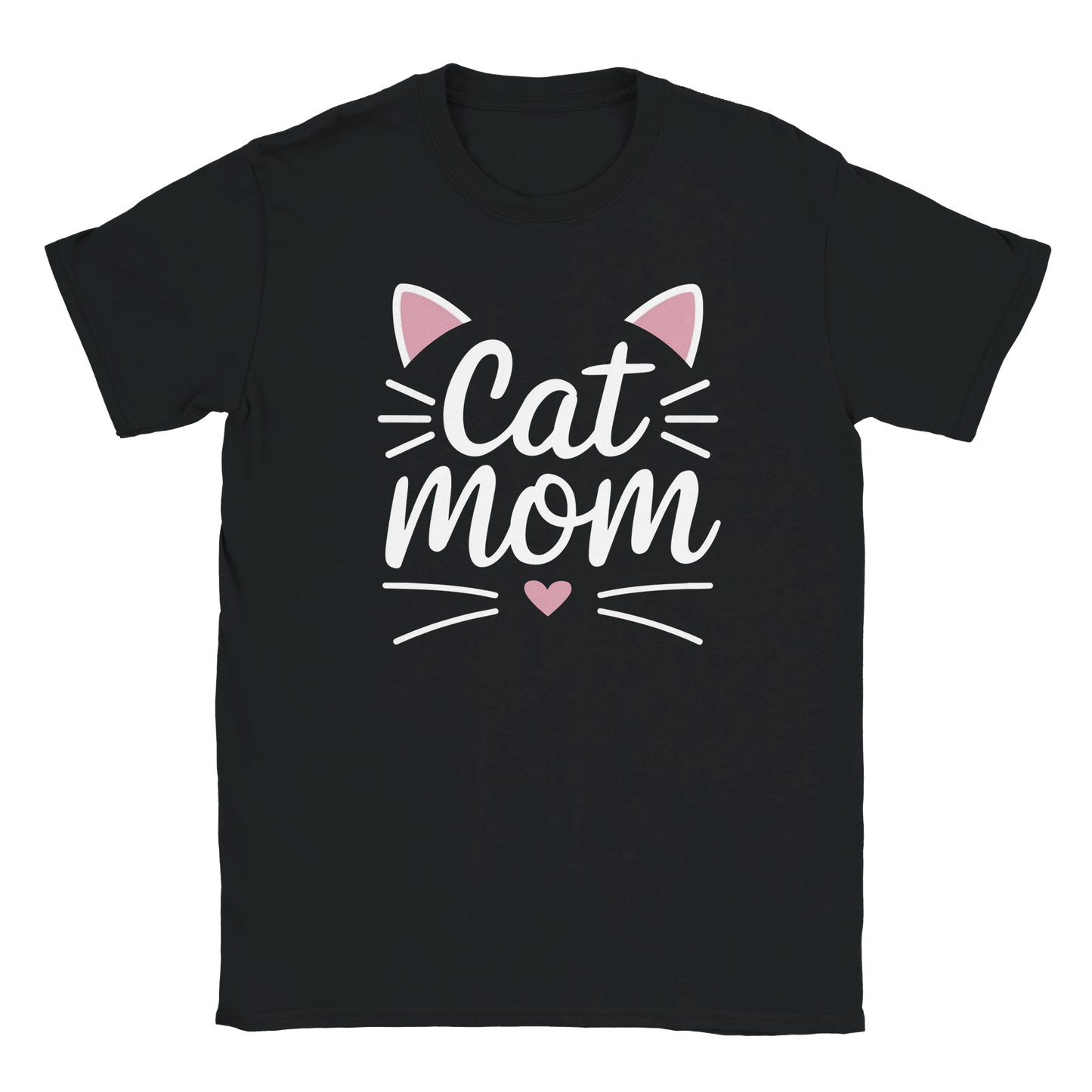 T-Shirt - Cat Mom Pink - Unisex - Kaffee, Cat Lady Schwarz