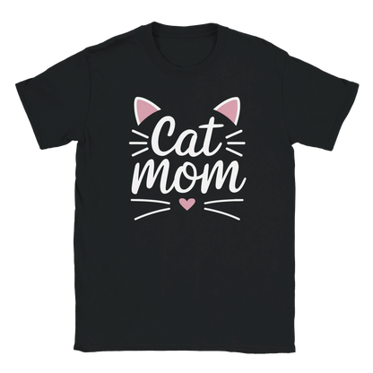 T-Shirt - Cat Mom Pink - Unisex - Kaffee, Cat Lady Schwarz