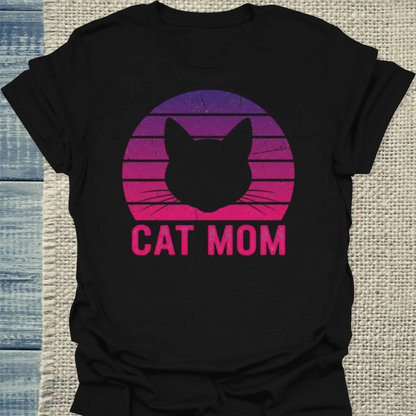 T-Shirt - Cat Mom Retro - Unisex - Katze, Cat Lady Schwarz