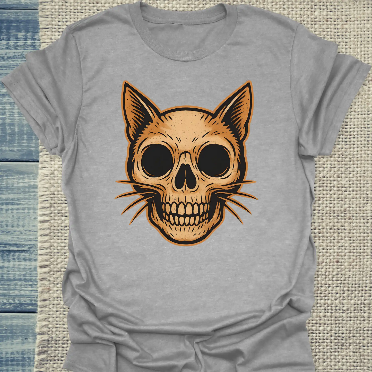 T-Shirt - Cat Skull - Unisex - Katze Grau