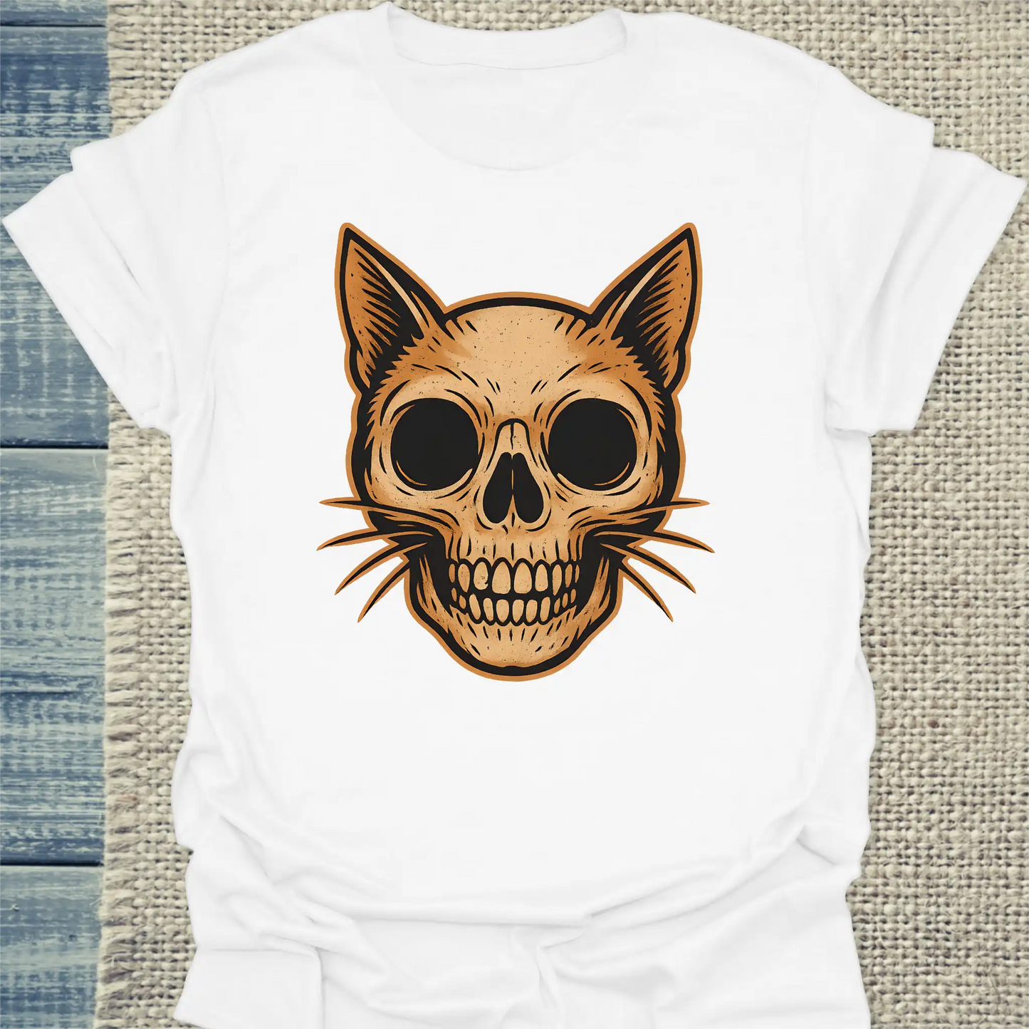 T-Shirt - Cat Skull - Unisex - Katze Weiß