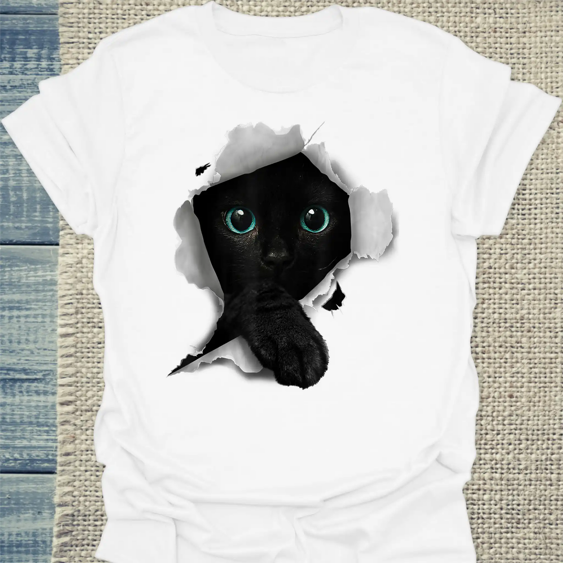T-Shirt - Cat Torn - Unisex - Katze Weiß