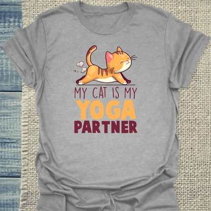 T-Shirt - Cat Yoga Partner - Unisex - Katze Grau