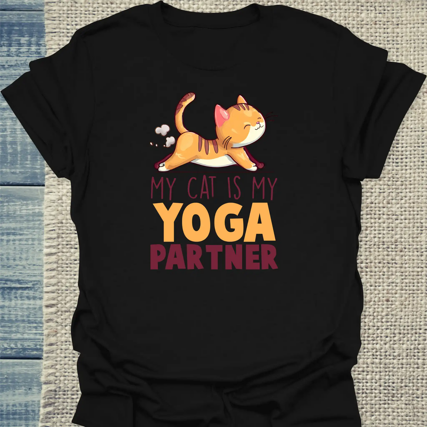 T-Shirt - Cat Yoga Partner - Unisex - Katze Schwarz