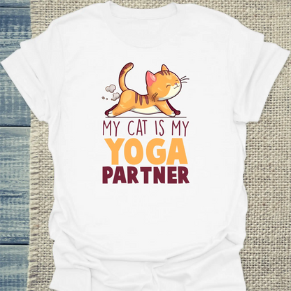 T-Shirt - Cat Yoga Partner - Unisex - Katze Weiß