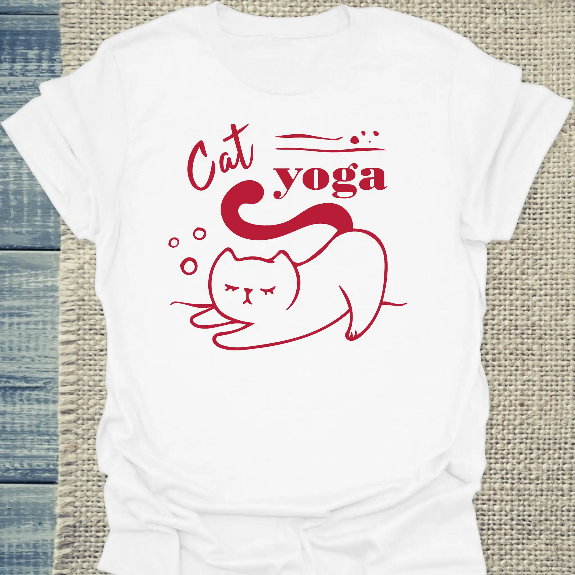 T-Shirt - Cat Yoga - Unisex - Katze Weiß