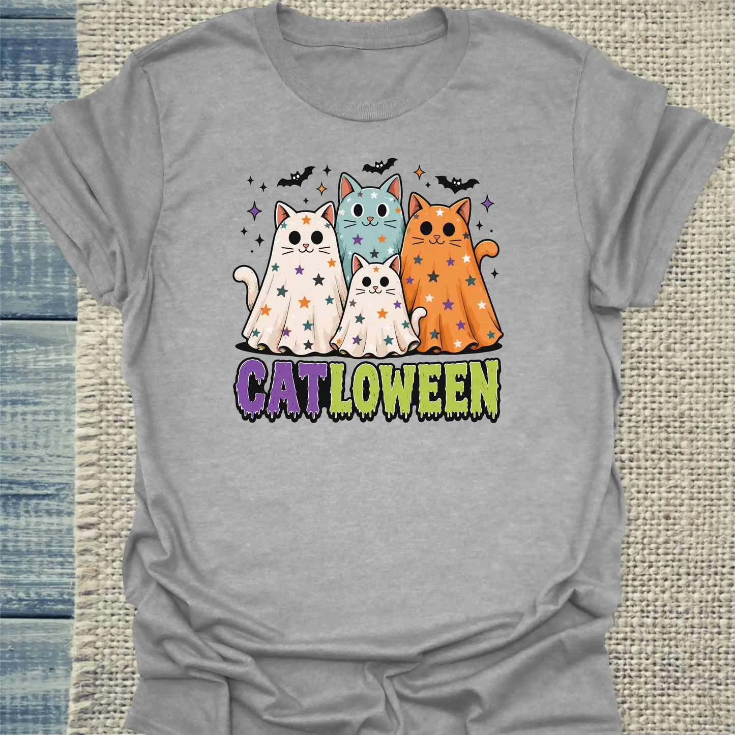T-Shirt - CatLoWeen - Unisex - Katze, Halloween Grau