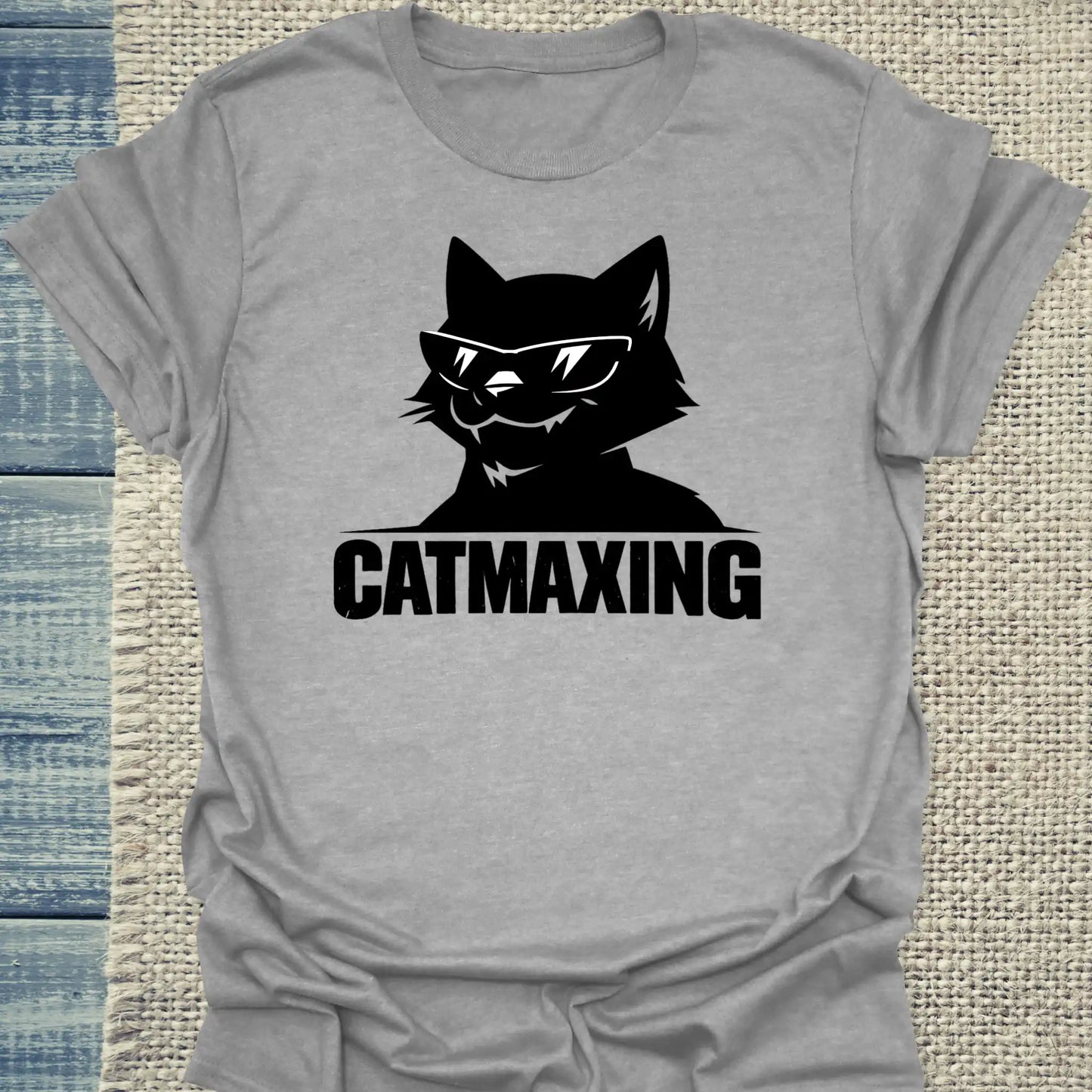 T-Shirt - CatMaxing - Unisex - Katze, Cat Guy Grau