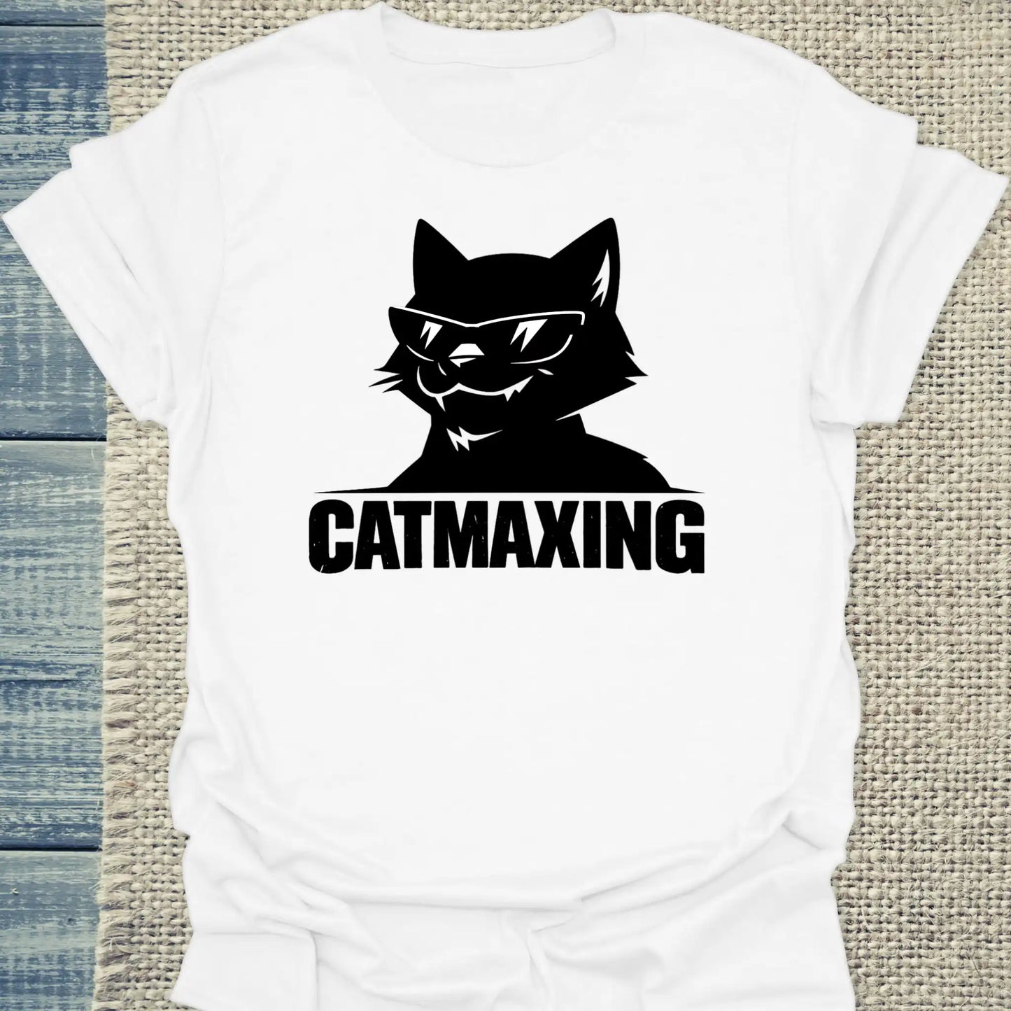 T-Shirt - CatMaxing - Unisex - Katze, Cat Guy Weiß