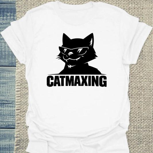 T-Shirt - CatMaxing - Unisex - Katze, Cat Guy Weiß