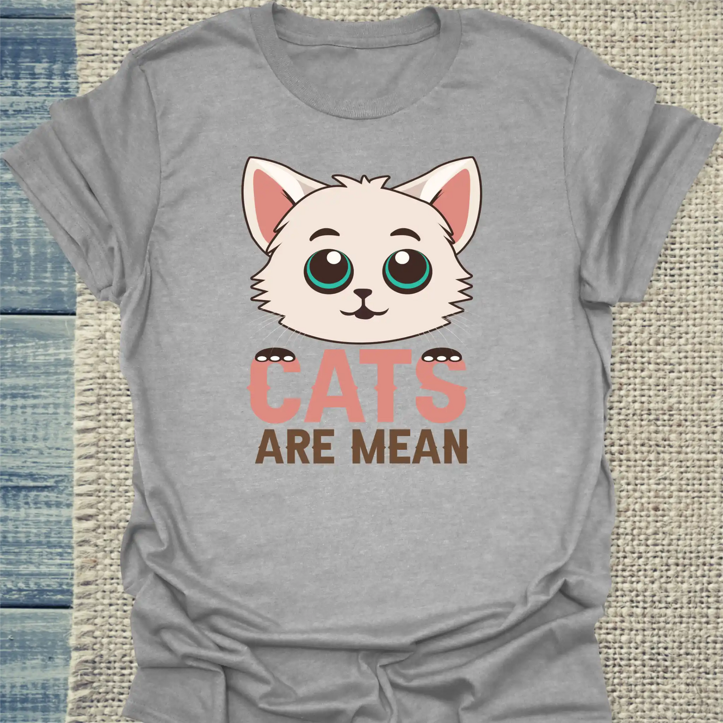 T-Shirt - Cats are mean - Unisex - Katze Grau
