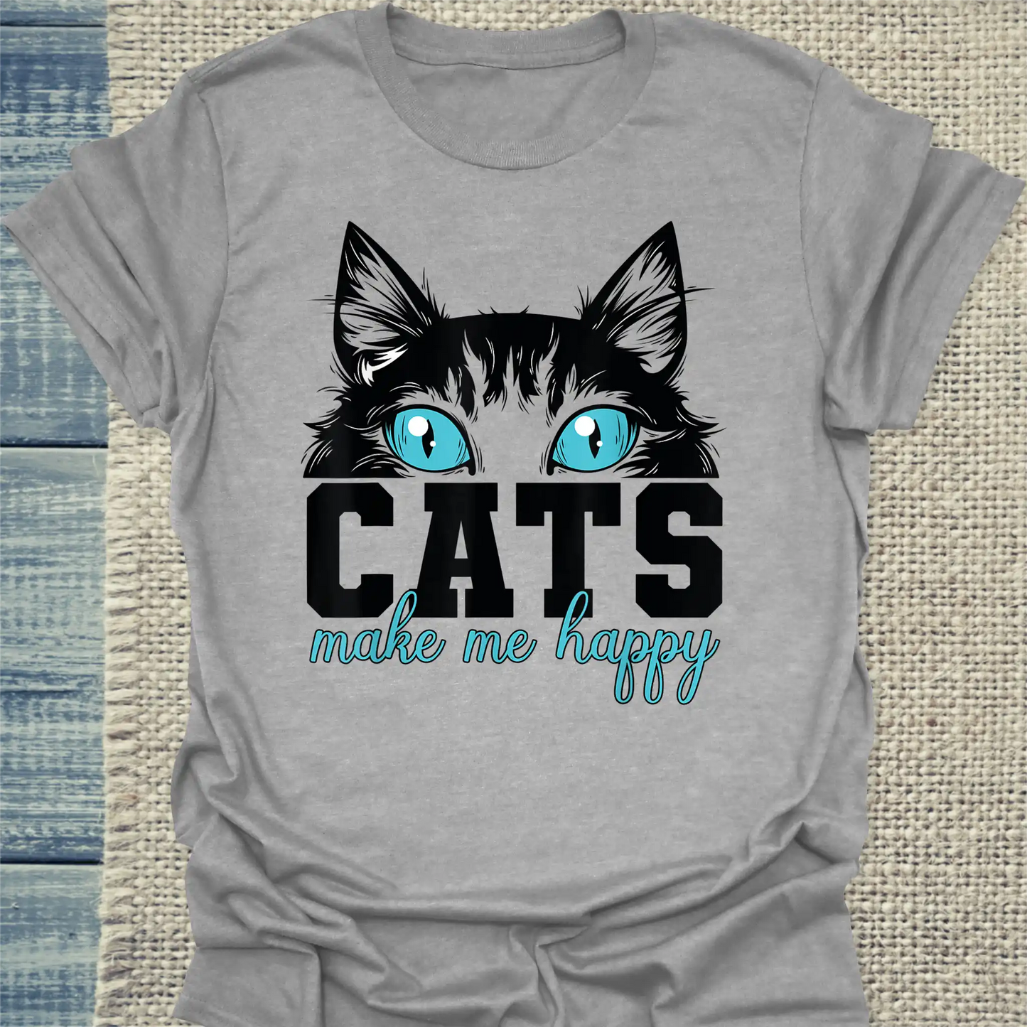 T-Shirt - Cats make me happy - Unisex - Katze Grau
