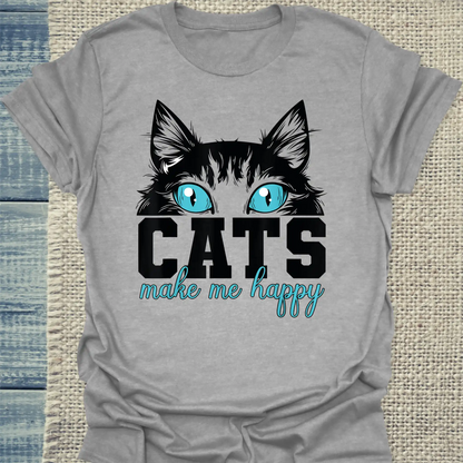T-Shirt - Cats make me happy - Unisex - Katze Grau