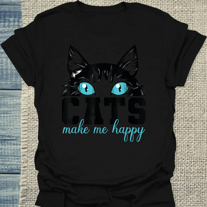 T-Shirt - Cats make me happy - Unisex - Katze Schwarz