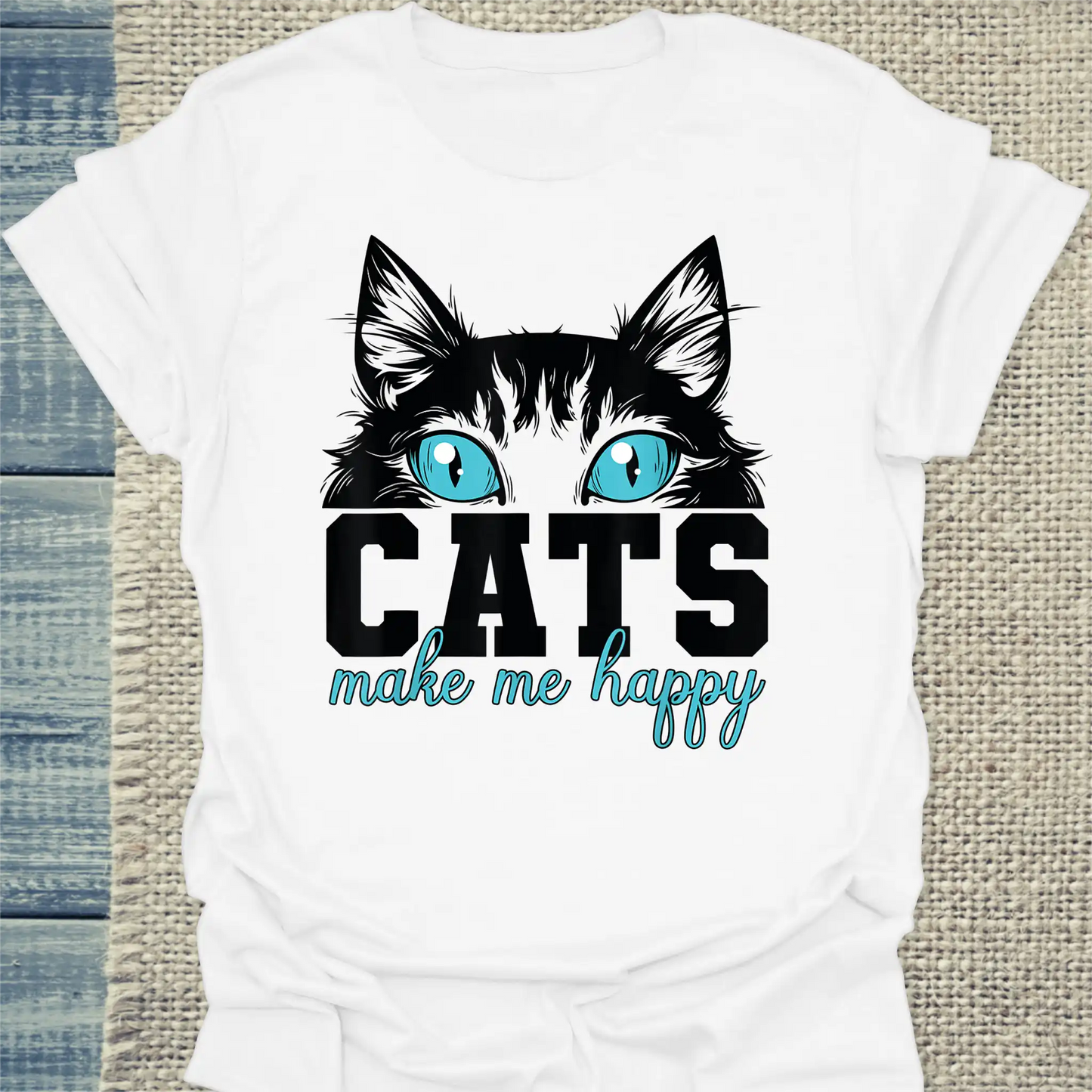 T-Shirt - Cats make me happy - Unisex - Katze Weiß