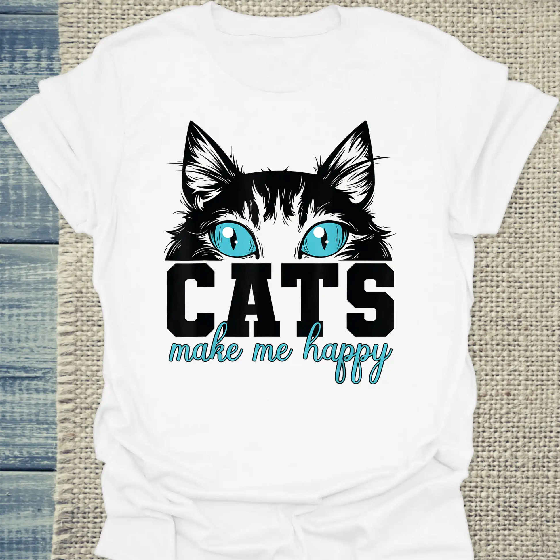 T-Shirt - Cats make me happy - Unisex - Katze Weiß