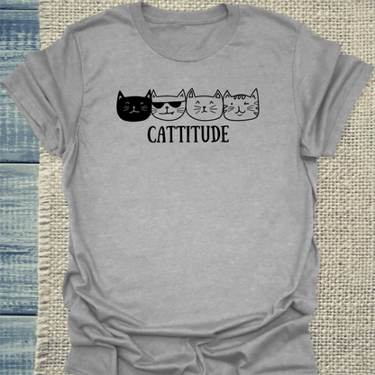 T-Shirt - Cattitude - Unisex - Katze Grau