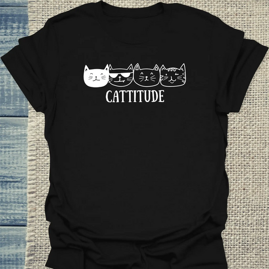 T-Shirt - Cattitude - Unisex - Katze Schwarz
