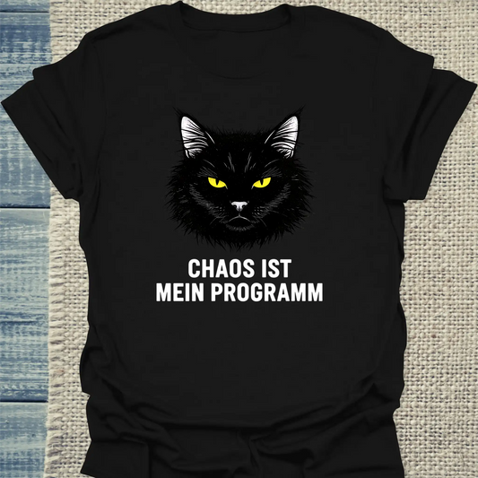 T-Shirt - Chaos ist mein Programm - Unisex - Katze Schwarz