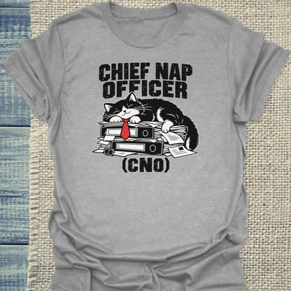 T-Shirt - Chief Nap Officer - Unisex - Katze Grau