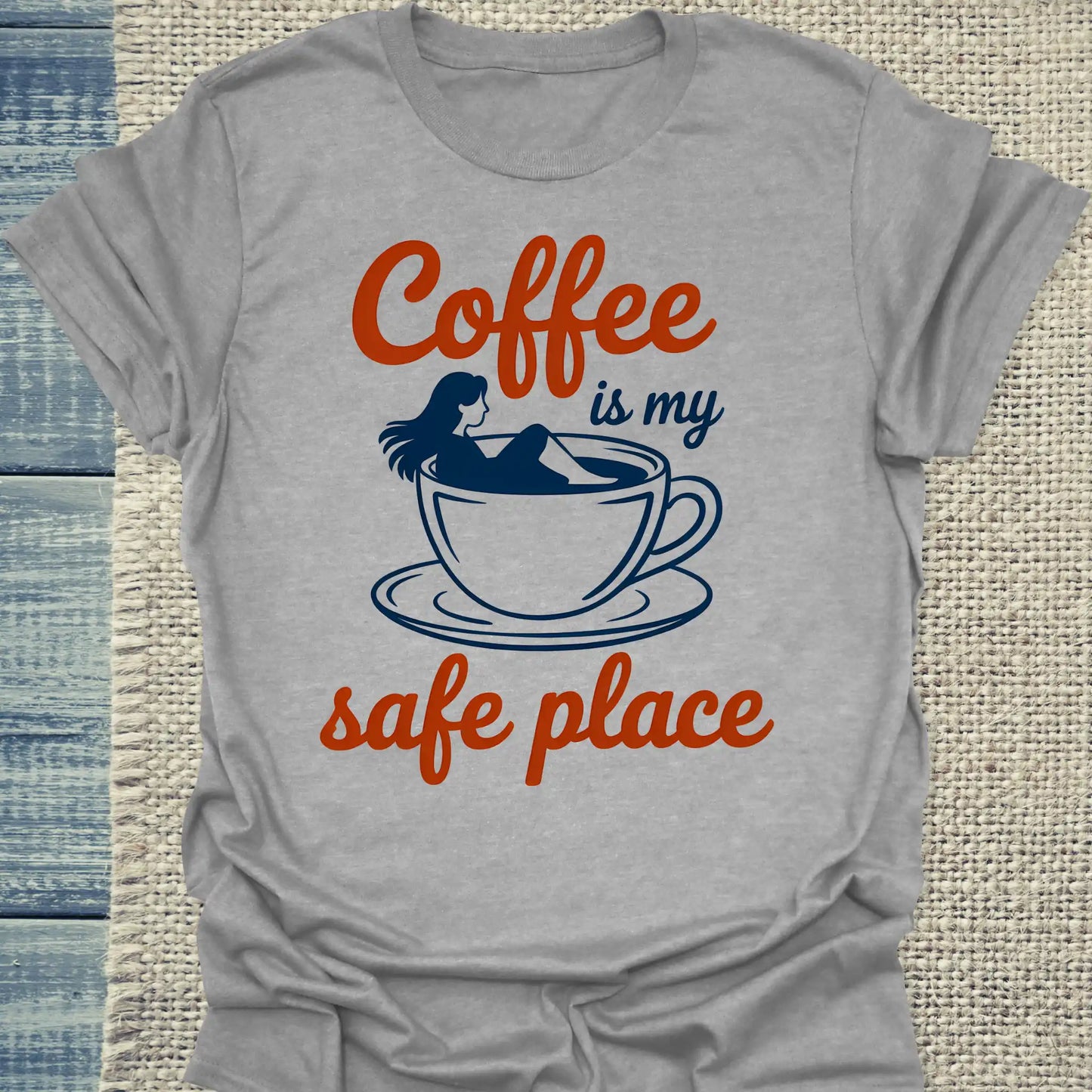 T-Shirt - Coffee is my safe place - Unisex - Kaffee Grau