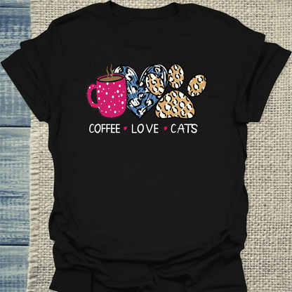 T-Shirt - Coffee - Love - Cats - Unisex - Katze & Kaffee Schwarz