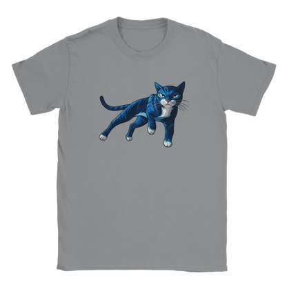 T-Shirt - Cool Blue Cat - Unisex - Katze, Cat Guy Grau