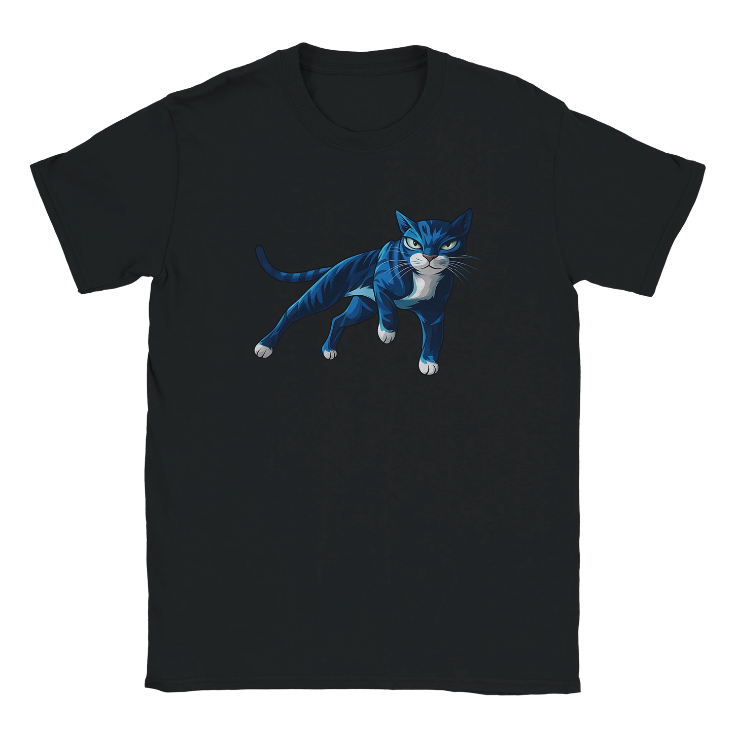 T-Shirt - Cool Blue Cat - Unisex - Katze, Cat Guy Schwarz