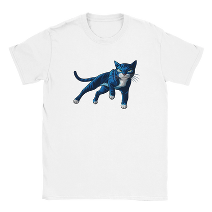 T-Shirt - Cool Blue Cat - Unisex - Katze, Cat Guy Weiß