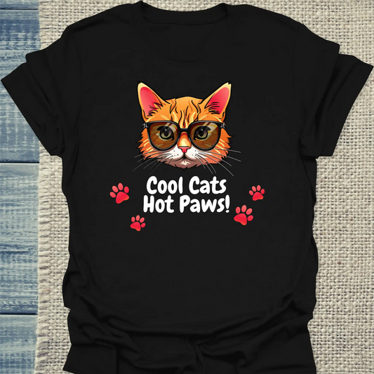 T-Shirt - Cool Cats - Hot Paws! - Unisex - Katze Schwarz