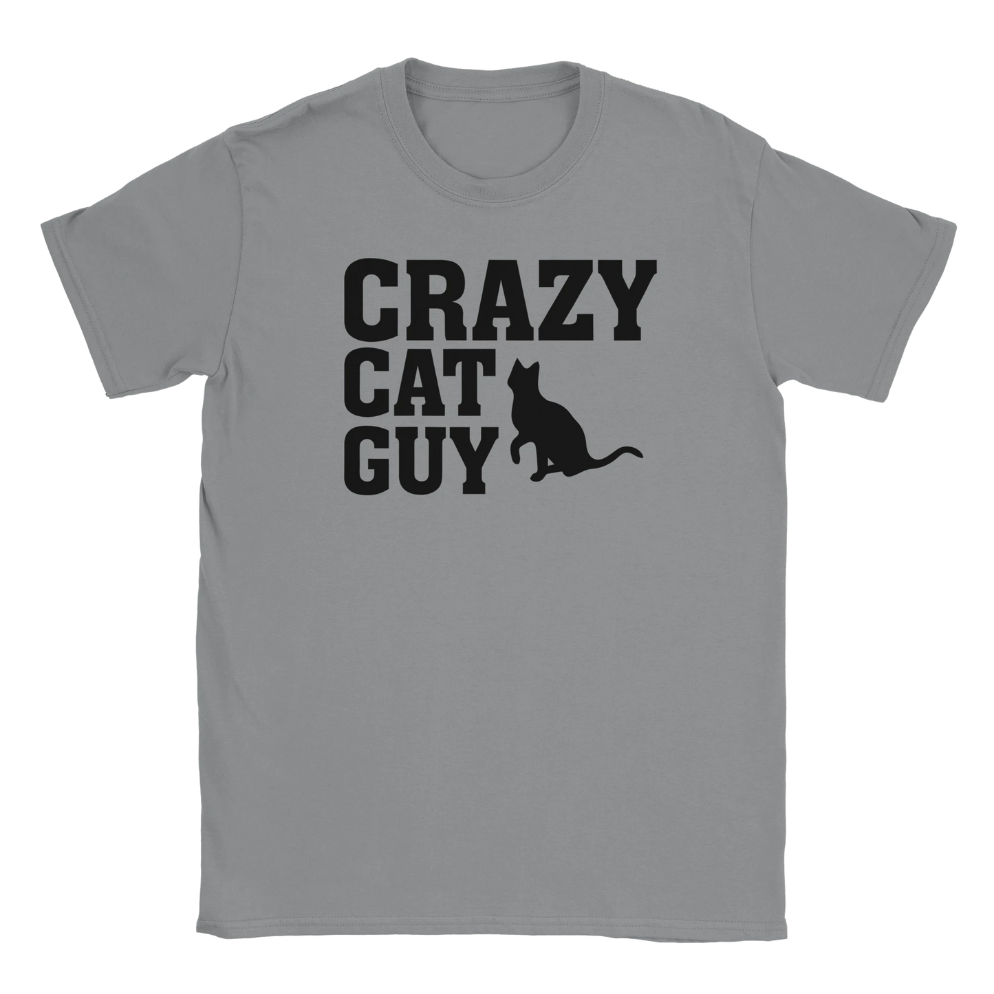 T-Shirt - Crazy Cat Guy - Unisex - Kaffee, Cat Guy Grau