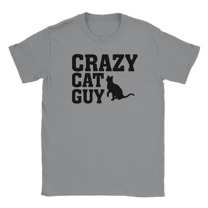 T-Shirt - Crazy Cat Guy - Unisex - Kaffee, Cat Guy Grau