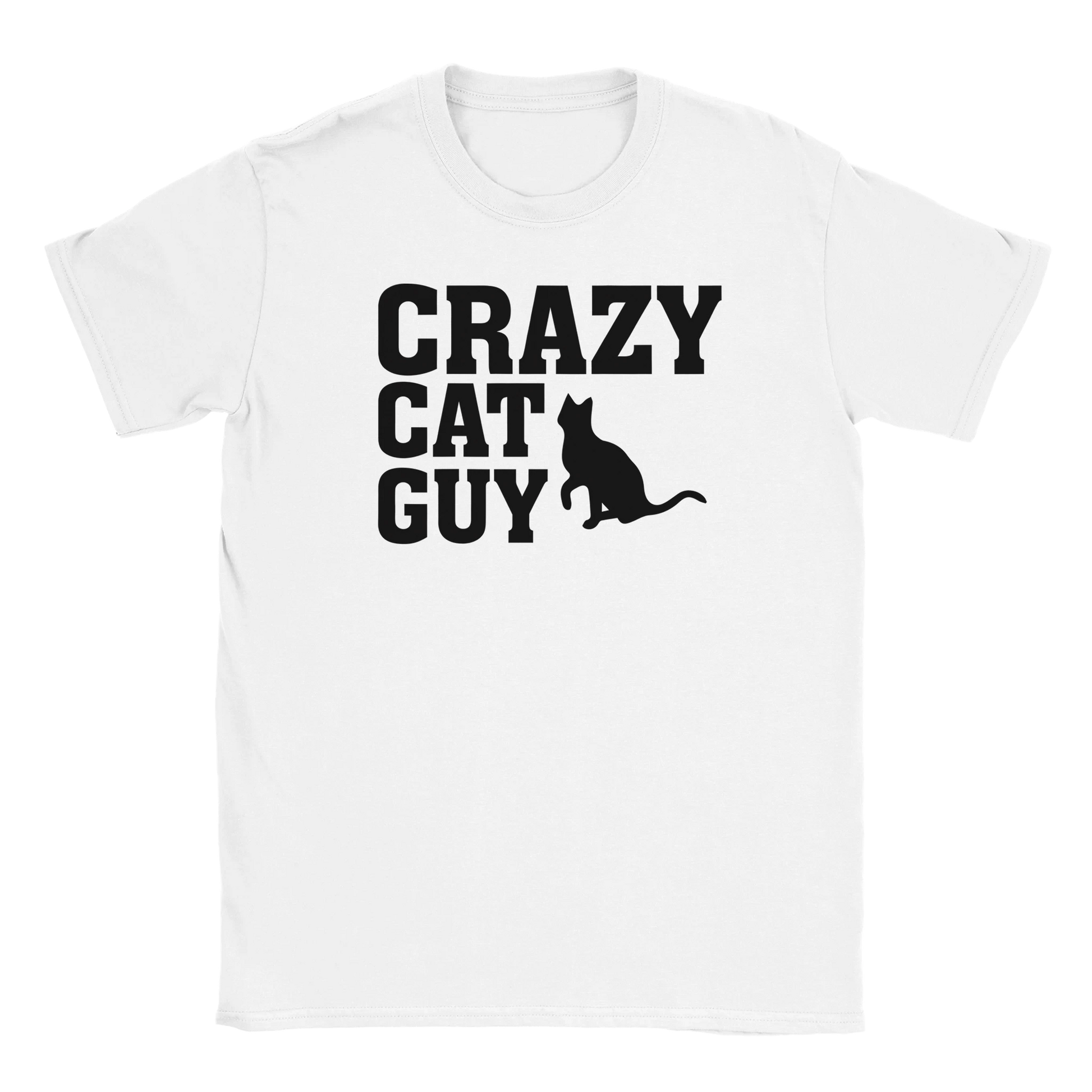 T-Shirt - Crazy Cat Guy - Unisex - Kaffee, Cat Guy Weiß