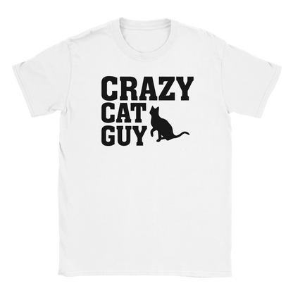 T-Shirt - Crazy Cat Guy - Unisex - Kaffee, Cat Guy Weiß