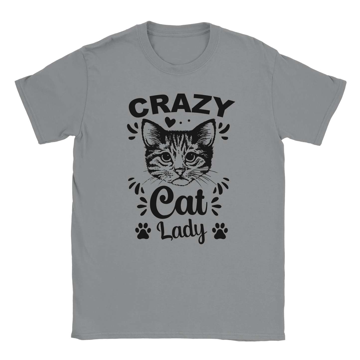 T-Shirt - Crazy Cat Lady - Unisex - Kaffee, Cat Lady Grau