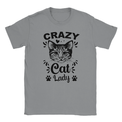 T-Shirt - Crazy Cat Lady - Unisex - Kaffee, Cat Lady Grau