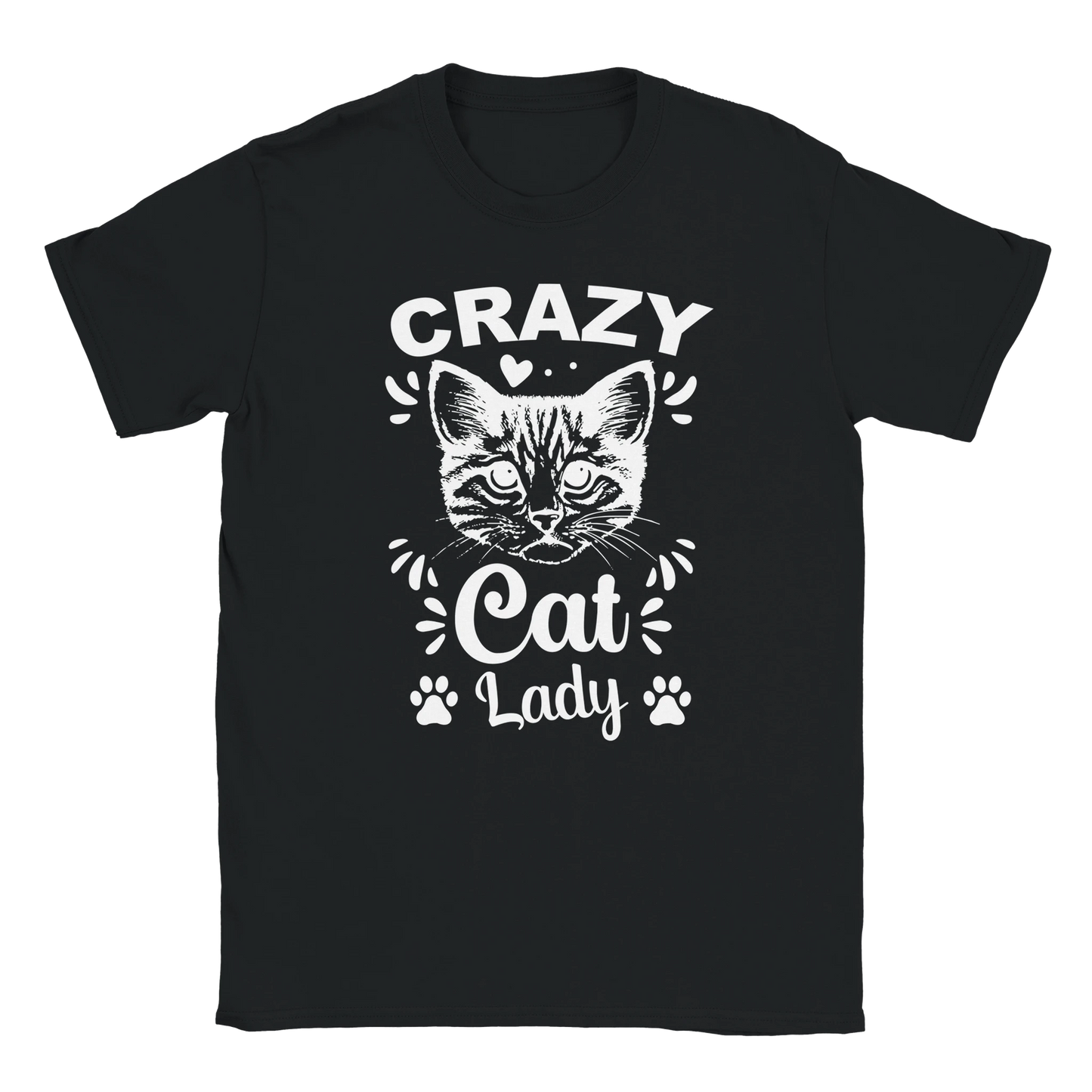 T-Shirt - Crazy Cat Lady - Unisex - Kaffee, Cat Lady Schwarz