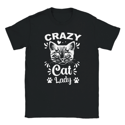 T-Shirt - Crazy Cat Lady - Unisex - Kaffee, Cat Lady Schwarz