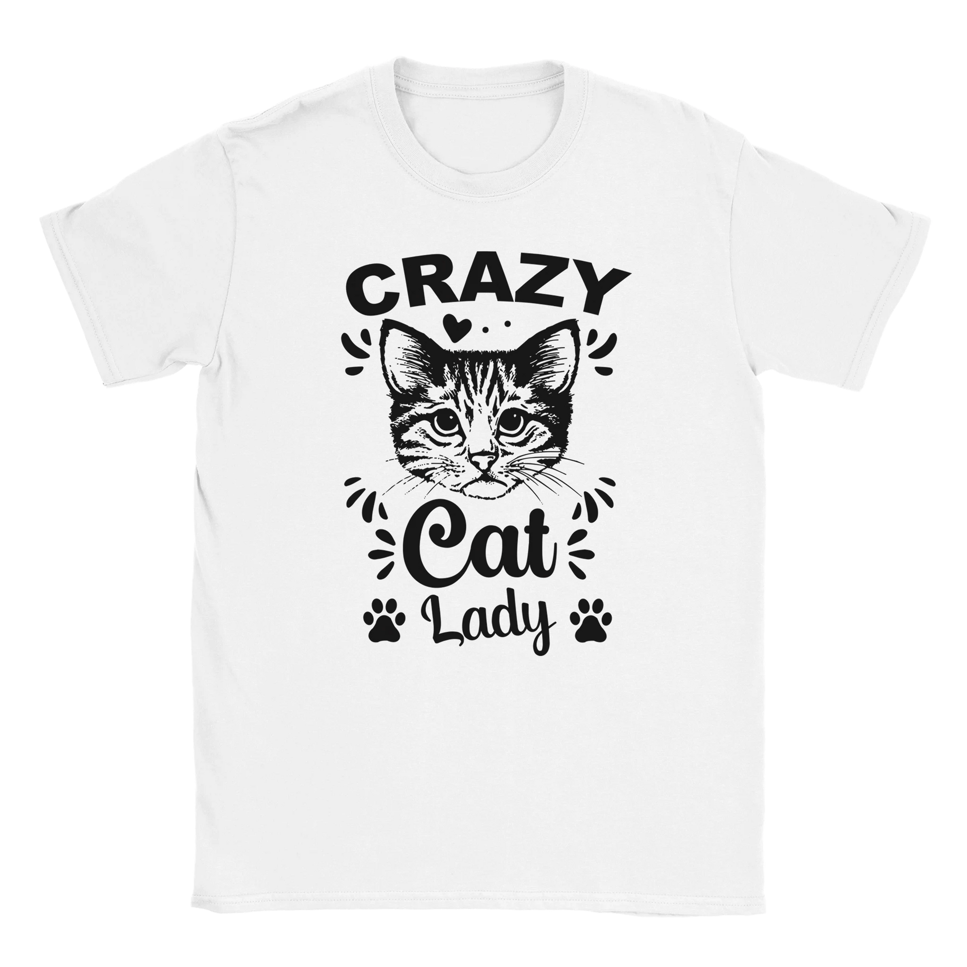 T-Shirt - Crazy Cat Lady - Unisex - Kaffee, Cat Lady Weiß