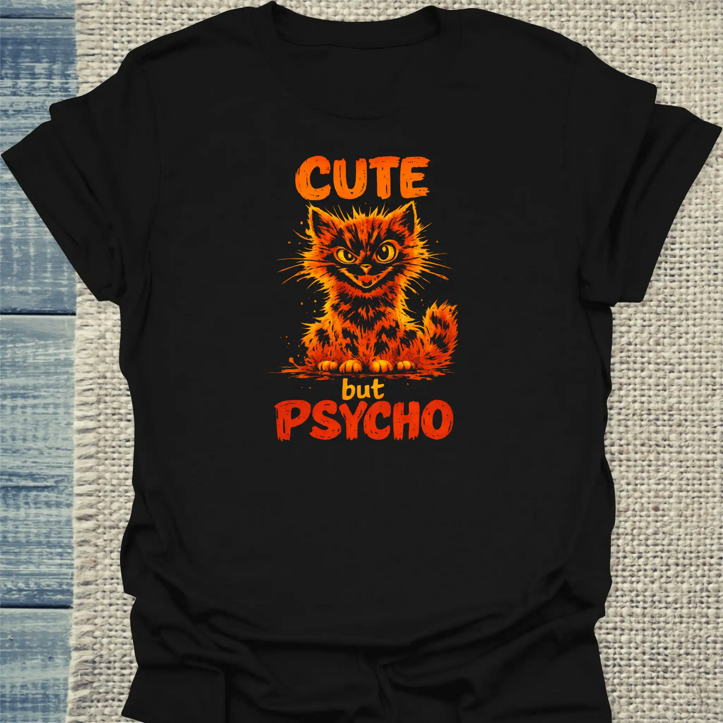 T-Shirt - Cute but Psycho - Unisex - Katze Schwarz