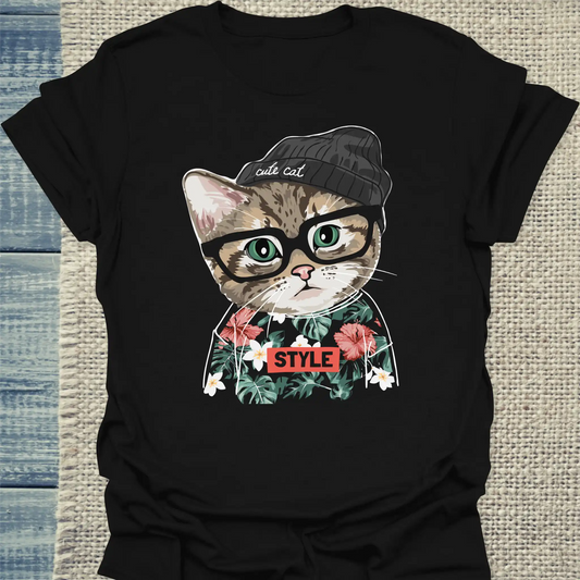 T-Shirt - Cute Cat Style - Unisex - Katze Schwarz