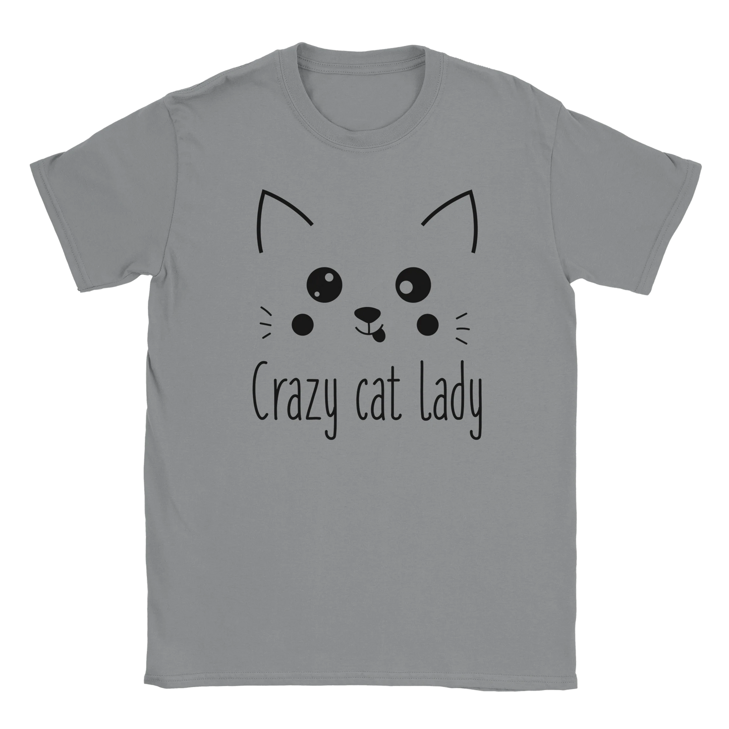 T-Shirt - Cute Crazy Cat Lady - Unisex - Kaffee, Cat Lady, Black Edition Grau