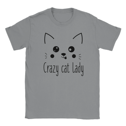 T-Shirt - Cute Crazy Cat Lady - Unisex - Kaffee, Cat Lady, Black Edition Grau