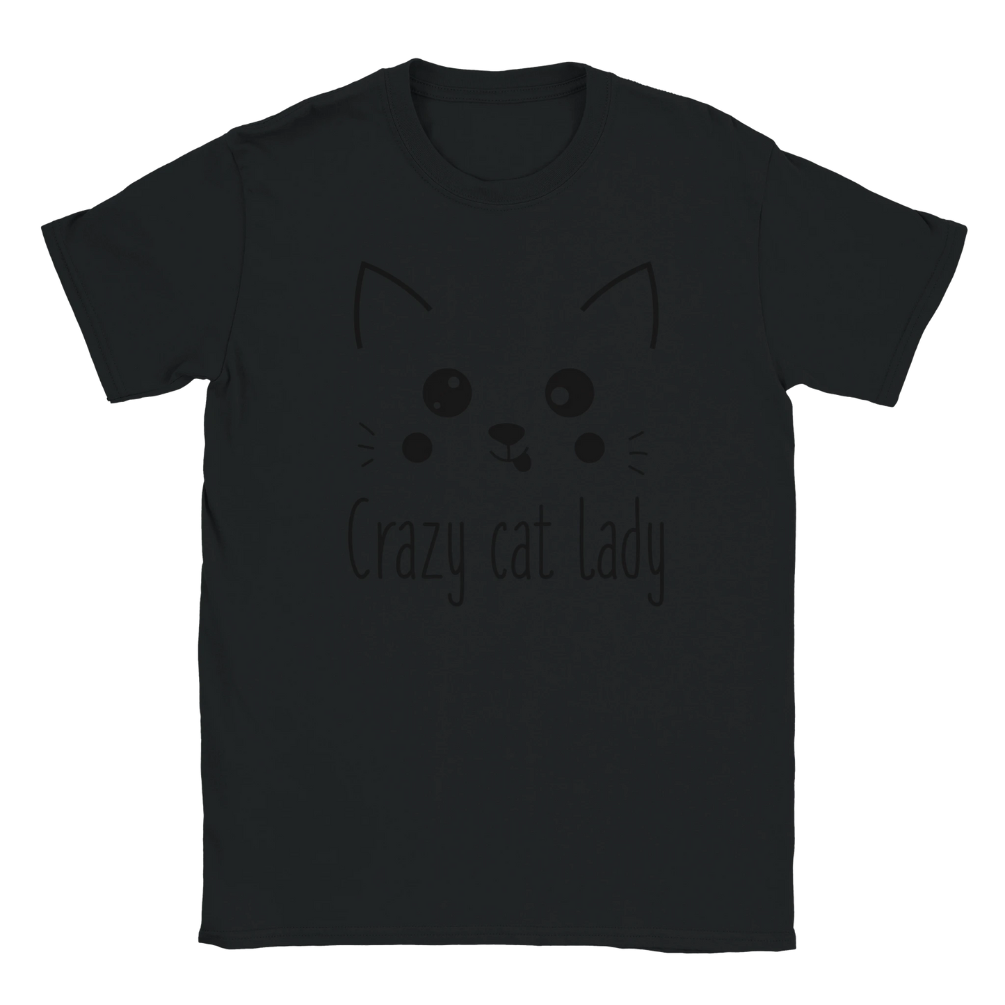 T-Shirt - Cute Crazy Cat Lady - Unisex - Kaffee, Cat Lady, Black Edition Schwarz