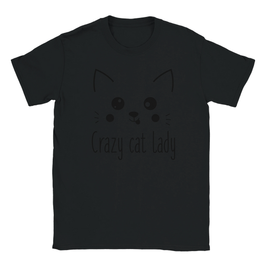 T-Shirt - Cute Crazy Cat Lady - Unisex - Kaffee, Cat Lady, Black Edition Schwarz