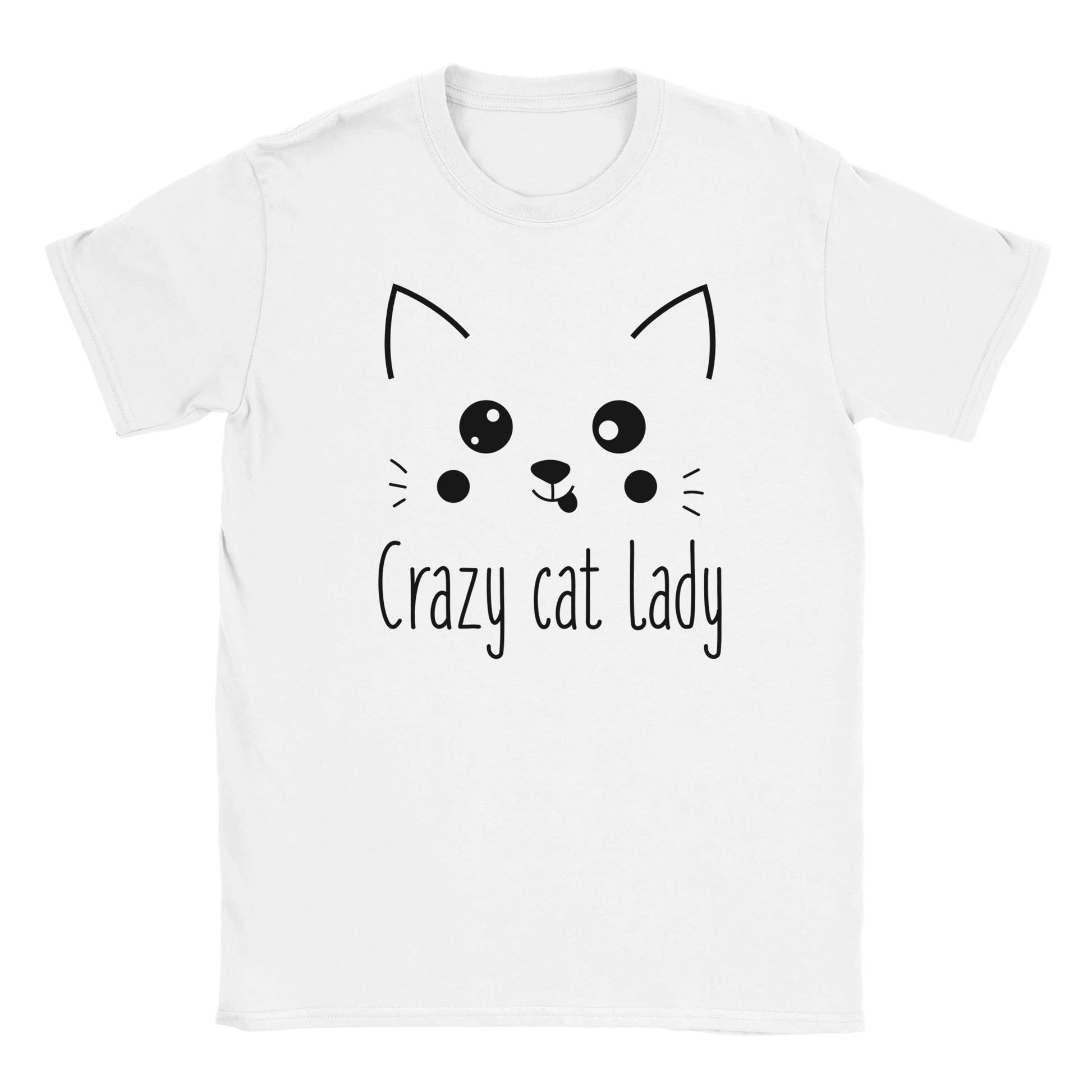 T-Shirt - Cute Crazy Cat Lady - Unisex - Kaffee, Cat Lady, Black Edition Weiß