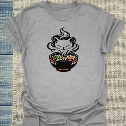 T-Shirt - Das Brodeln - Unisex - Katze, Ramen Grau