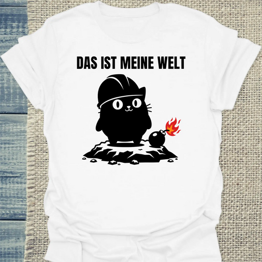 T-Shirt - Das ist meine Welt - Unisex - Katze Weiß