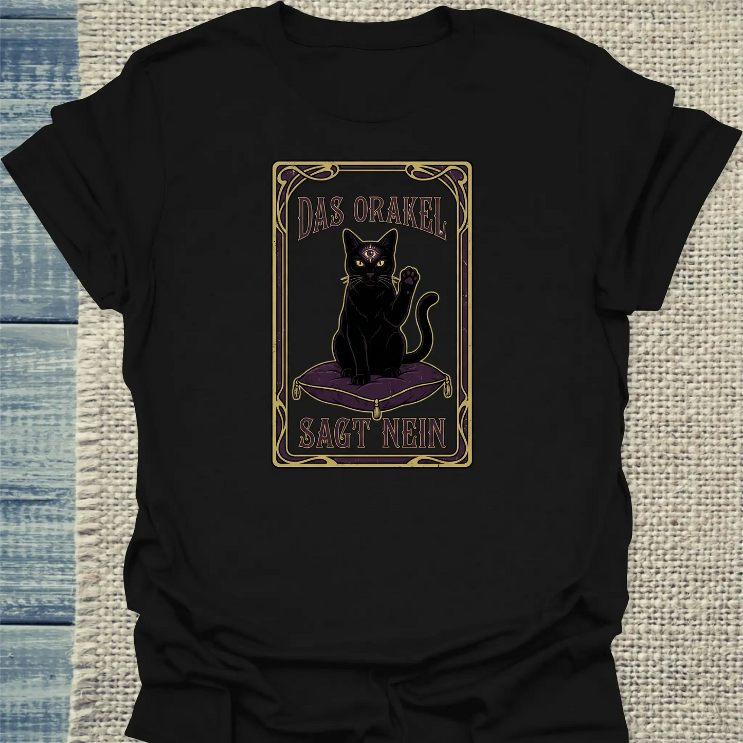 T-Shirt - Das Orakel sagt nein - Unisex - Katze Schwarz