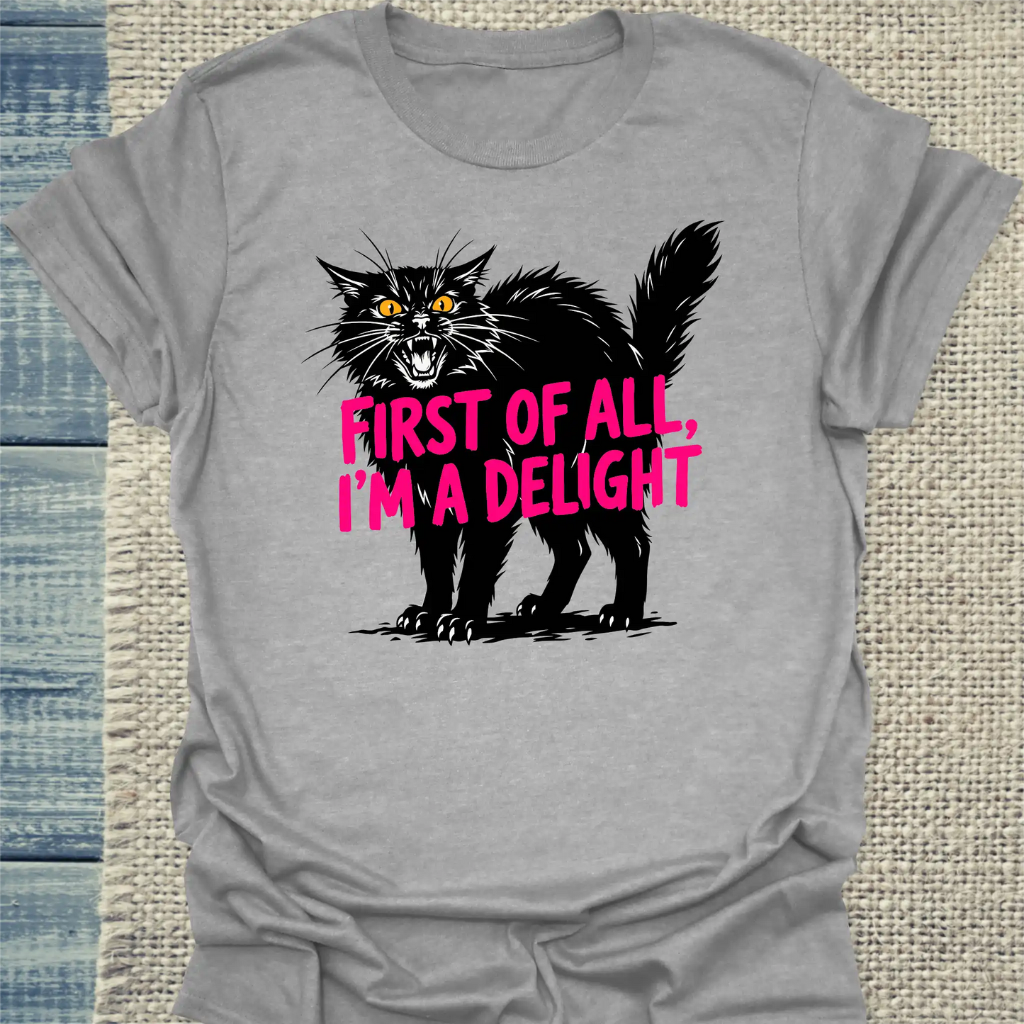 T-Shirt - Delight - Unisex - Katze Grau
